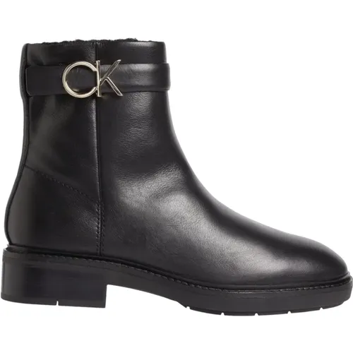 Leather Ankle Boots with Rubber Sole , female, Sizes: 4 UK, 8 UK, 7 UK, 6 UK, 5 UK, 3 UK - Calvin Klein - Modalova
