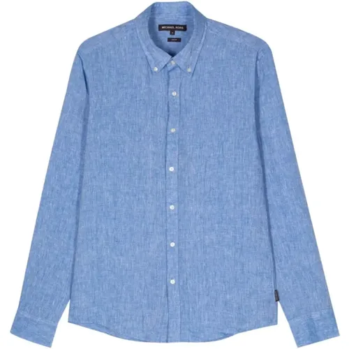 Linen Button-Down Shirt , male, Sizes: XL, L, S - Michael Kors - Modalova