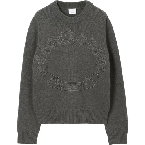 Logo Print Grey Sweater , female, Sizes: M, S - Burberry - Modalova