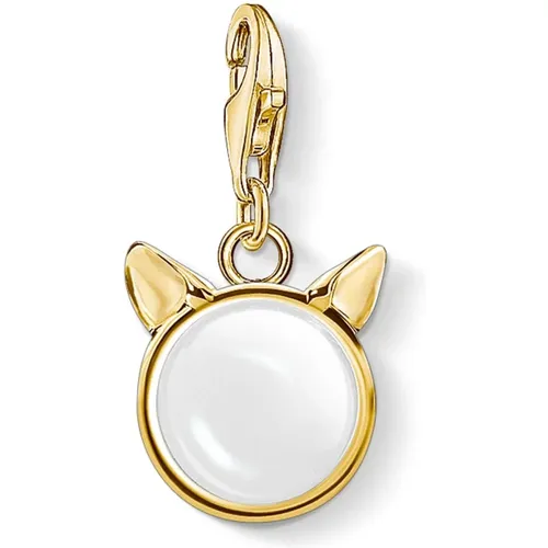 Cat Ear Charm Pendant Gold 10 Zirconia Quartz , female, Sizes: ONE SIZE - Thomas Sabo - Modalova