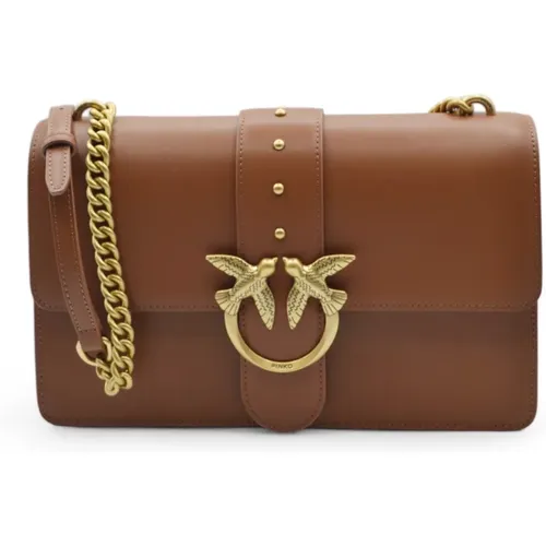 Klassische Lederschultertasche mit Iconic Logo Details - pinko - Modalova