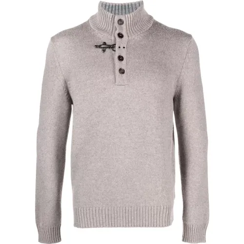 High-Neck Button-Up Sweater , male, Sizes: XL - Fay - Modalova