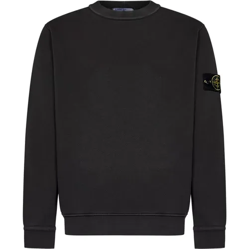 Grauer Baumwollfleece Crewneck Sweatshirt , Herren, Größe: XL - Stone Island - Modalova