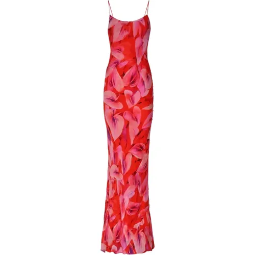 Rotes Blumenmuster Langes Kleid - Andamane - Modalova