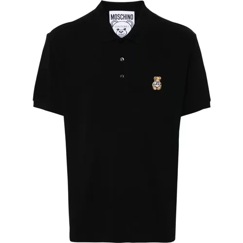 Besticktes Bären-Polo Schwarz , Herren, Größe: L - Moschino - Modalova