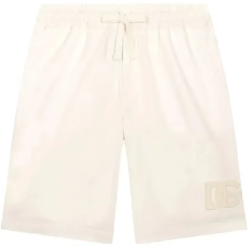 Kinder Weiße Bermuda-Shorts mit DG-Logo - Dolce & Gabbana - Modalova