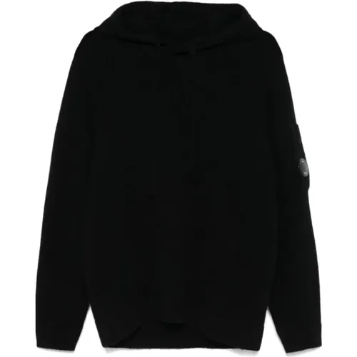 Schwarze Hoodie Pullover , Herren, Größe: L - C.P. Company - Modalova