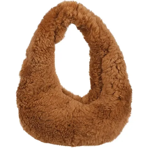 Camel Faux Fur Shoulder Bag , female, Sizes: ONE SIZE - Anita Bilardi - Modalova