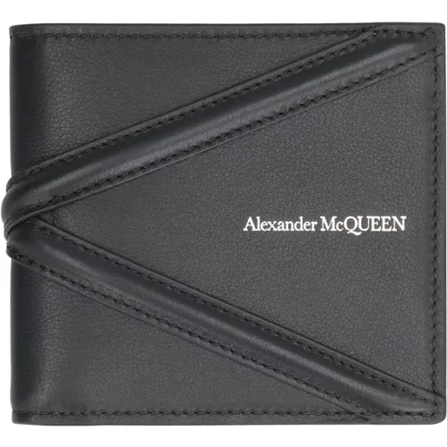 Leather flap-over wallet , male, Sizes: ONE SIZE - alexander mcqueen - Modalova