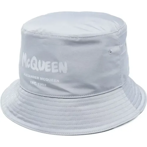 Graue Baumwoll-Logo-Print-Verstellbare Mütze - alexander mcqueen - Modalova