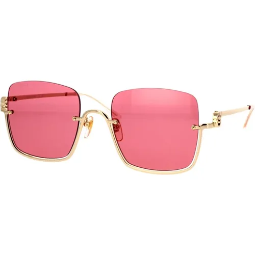 Vintage Square Sunglasses with Red Lenses , female, Sizes: 54 MM - Gucci - Modalova