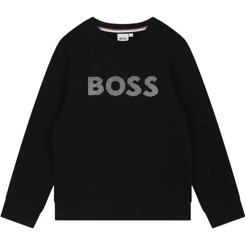 Schwarzer Pullover mit Rundhalsausschnitt , Herren, Größe: 104 CM - Hugo Boss - Modalova