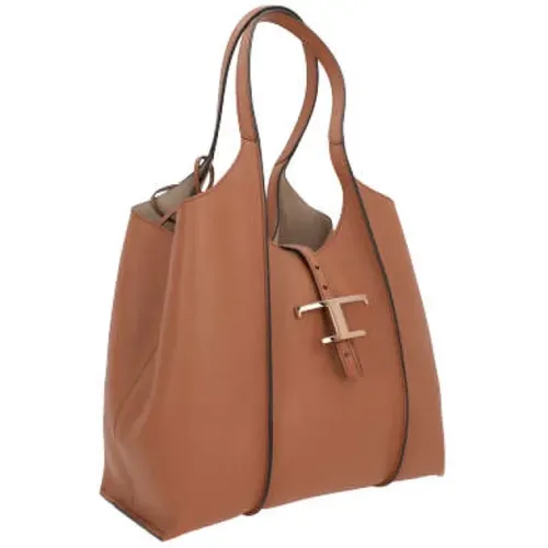Light Hammered Leather Shopping Bag with Gold Hardware , female, Sizes: ONE SIZE - TOD'S - Modalova