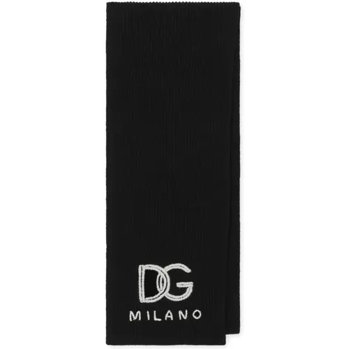 Logo-Embroidered Cashmere Scarf , male, Sizes: ONE SIZE - Dolce & Gabbana - Modalova