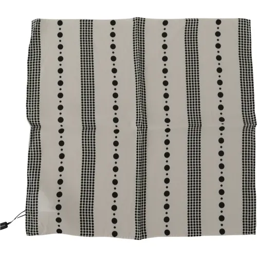 White Dotted Stripes Square Handkerchief Scarf , female, Sizes: ONE SIZE - Dolce & Gabbana - Modalova