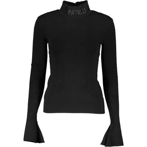 Schwarzer bestickter Rollkragenpullover - PATRIZIA PEPE - Modalova