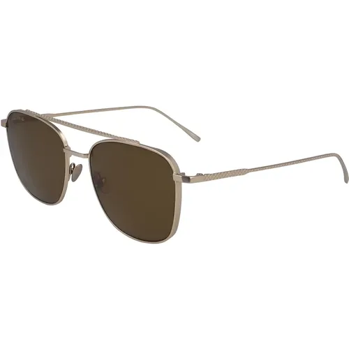 Stylish Sunglasses in Brown and Gold , male, Sizes: 55 MM - Lacoste - Modalova