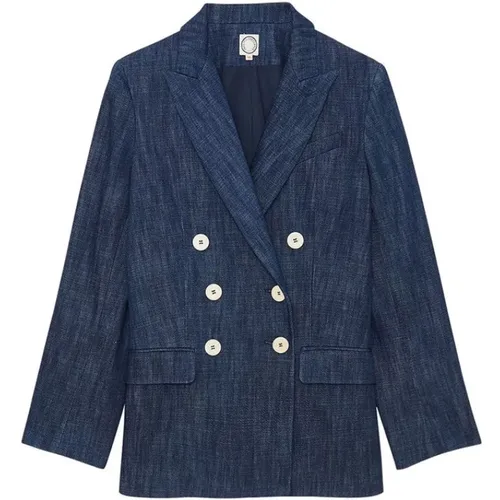 Elegant Double-Breasted Denim Jacket , Damen, Größe: XS - Ines De La Fressange Paris - Modalova