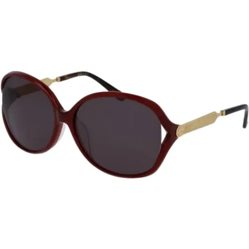 Burgundy Gold Grey Sunglasses Gg0076Sk , female, Sizes: 62 MM - Gucci - Modalova