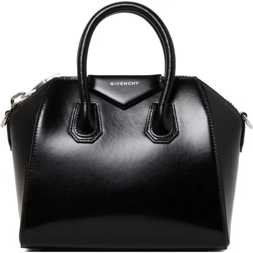 Handbags,Schwarze Lederhandtasche mit silberner Hardware und abnehmbarem Riemen - Givenchy - Modalova