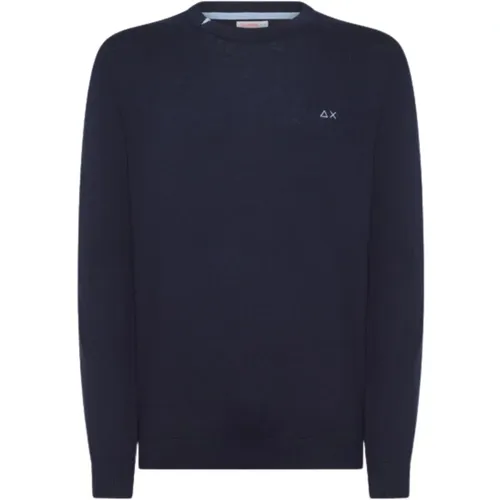 Marineblauer Logo Pullover , Herren, Größe: L - Sun68 - Modalova