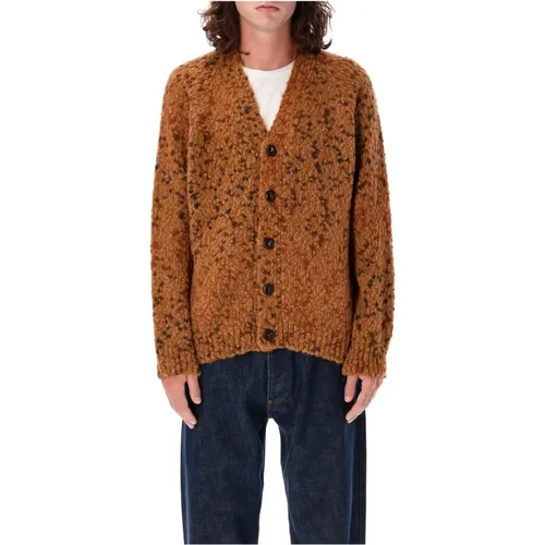 Tan Jacquard Cardigan Knitwear Aw24 , male, Sizes: L, XL - YMC You Must Create - Modalova