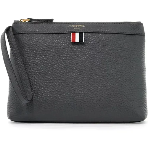 Leather Beauty Case with Tricolor Details , female, Sizes: ONE SIZE - Thom Browne - Modalova