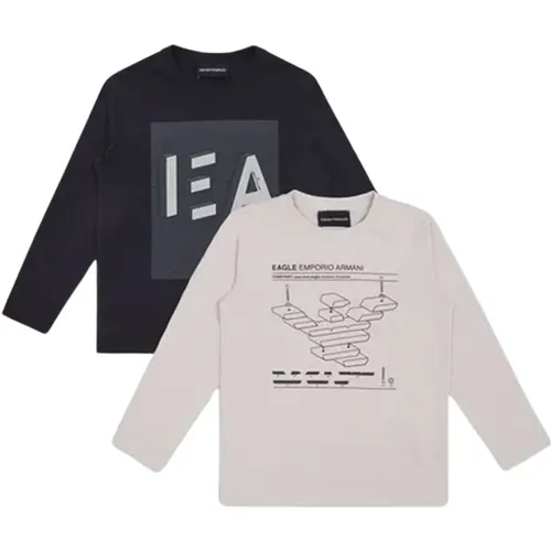 Langarm Bedrucktes Jersey T-Shirt - Armani - Modalova