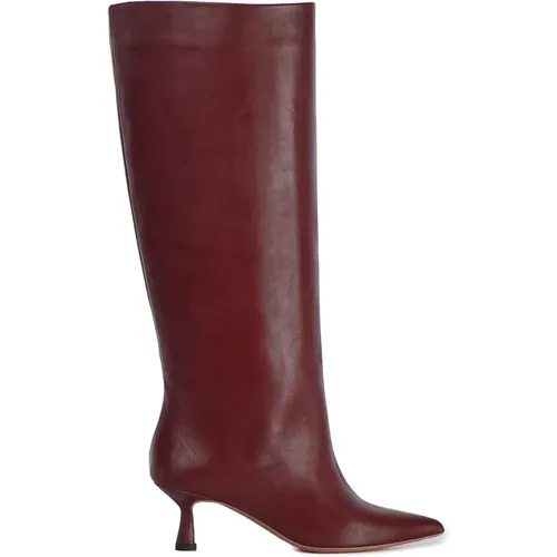 Wine Calfskin Tapered Tip Boots , female, Sizes: 5 UK, 7 UK, 8 UK, 3 UK, 4 UK - Giuliano Galiano - Modalova