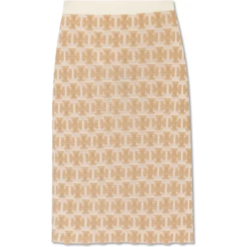 Monogrammed skirt , female, Sizes: L, S, M - TORY BURCH - Modalova