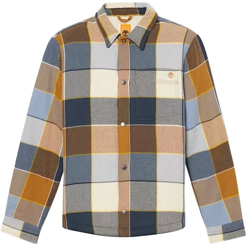 Yellow Checkered Fleece Lined Men's Shirt , male, Sizes: 3XL, XL, S, 2XL, L, M - Timberland - Modalova