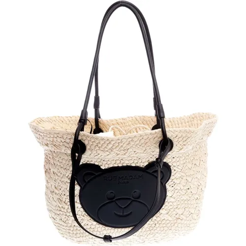 Black Leather Handbag for Women , female, Sizes: ONE SIZE - Rue Madam - Modalova