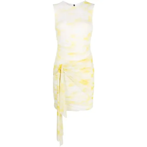 Ruched Minidress White Light Yellow , female, Sizes: XS, S - Msgm - Modalova