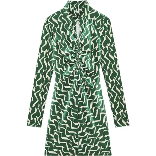Geometrisches und essentielles grünes Printkleid Grünes Geometrisches Kleid - PATRIZIA PEPE - Modalova