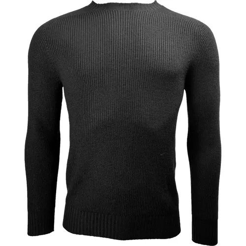 Rainwool Rundhals Pullover, Schwarz , Herren, Größe: 2XL - Gran Sasso - Modalova