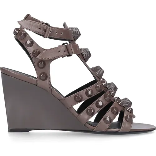 Leather Wedge Sandals with Designer Studs , female, Sizes: 3 UK, 4 UK - Balenciaga - Modalova