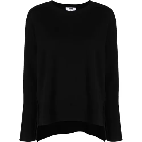 Schwarzer Woll-Crew-Neck-Pullover - DKNY - Modalova