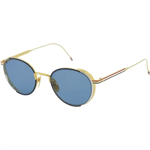 Gold Titanium Sunglasses Tb106 Round , unisex, Sizes: M - Thom Browne - Modalova