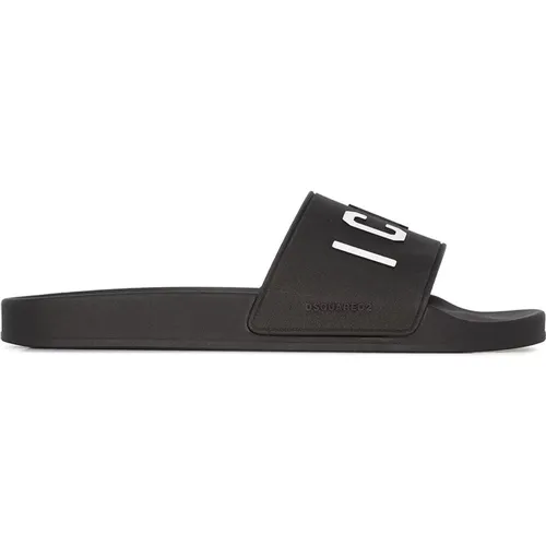 Schwarze Be Icon Slides für Männer , Herren, Größe: 44 EU - Dsquared2 - Modalova