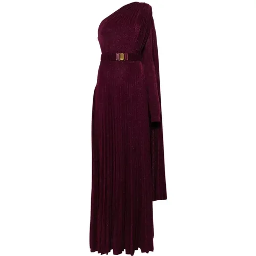 Pleated Lurex Jersey Dress , female, Sizes: S, M - Elisabetta Franchi - Modalova