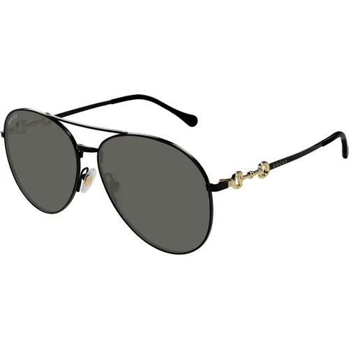 Grey Metal Sunglasses , female, Sizes: 60 MM - Gucci - Modalova