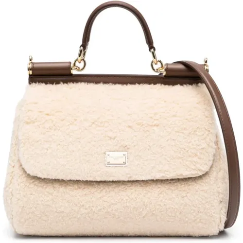 Medium Sicily Shearling Tote Bag , female, Sizes: ONE SIZE - Dolce & Gabbana - Modalova