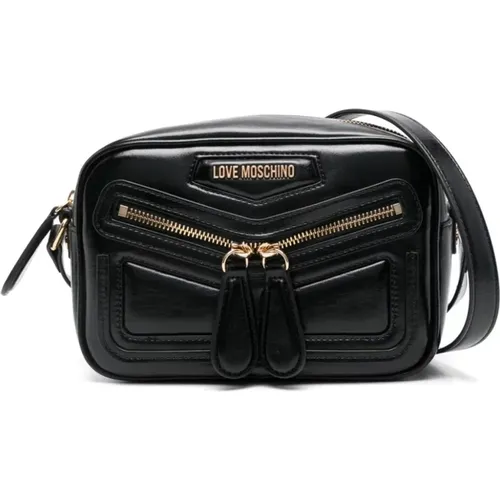 Schwarze Schultertasche mit Panel-Design - Love Moschino - Modalova