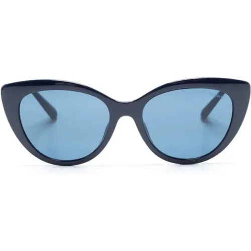 Blaue Sonnenbrille mit Originalzubehör , Damen, Größe: 53 MM - Emporio Armani - Modalova