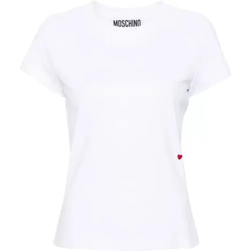 Heart Embroidered Crew Neck Top , female, Sizes: S, M, XS - Moschino - Modalova