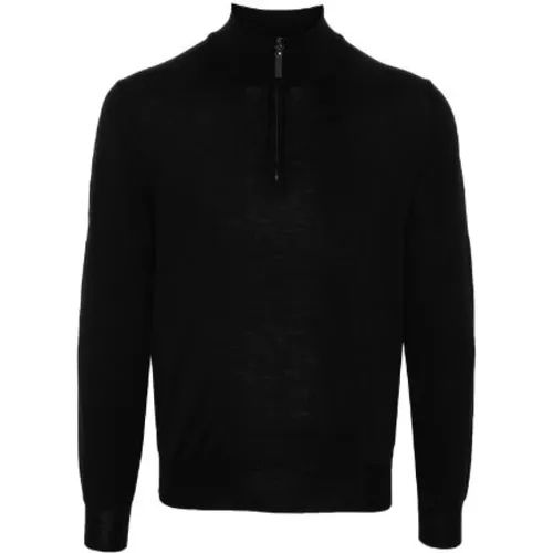 Merinowolle Halbzip Pullover , Herren, Größe: L - Canali - Modalova