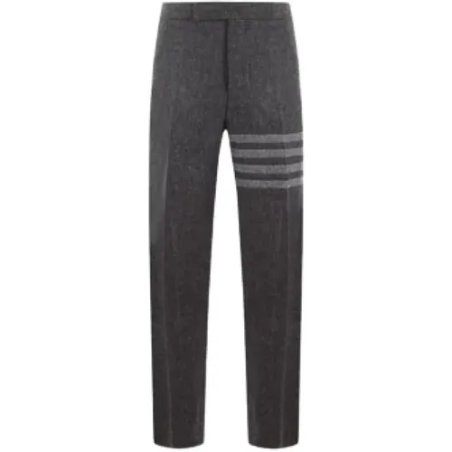 Grey Low Waist Straight Leg Trousers with 4bar Detail , male, Sizes: XL - Thom Browne - Modalova