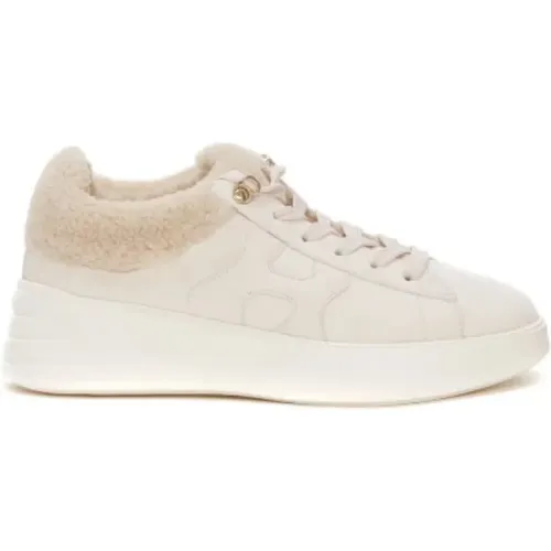 Sneakers with Soft Lines and Faux Fur Details , female, Sizes: 4 1/2 UK - Hogan - Modalova