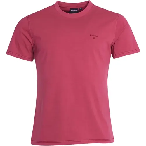 Dyed T-Shirt with Embroidery , male, Sizes: L - Barbour - Modalova