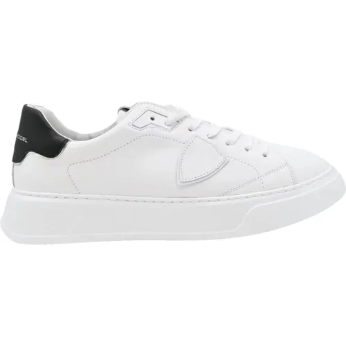 Temple Low Sneakers in Weiß/Schwarz , Herren, Größe: 41 EU - Philippe Model - Modalova